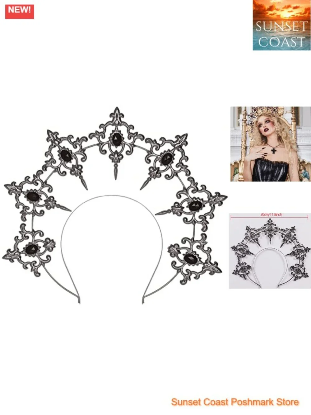 Gothic Halo Crown Baroque Headband Women Renaissance Fairy Wedding Halloween